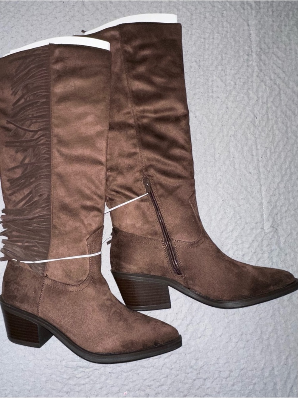 Universal Thread Patsy tall fringe Western boots in chocolate hue Size 8.5 NEW